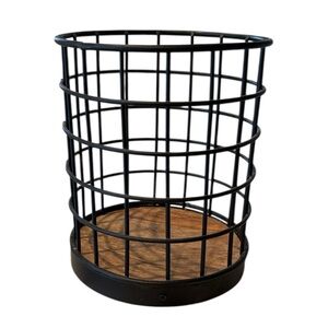 Threshold | Black Wire Utensil Holder with Wooden Base